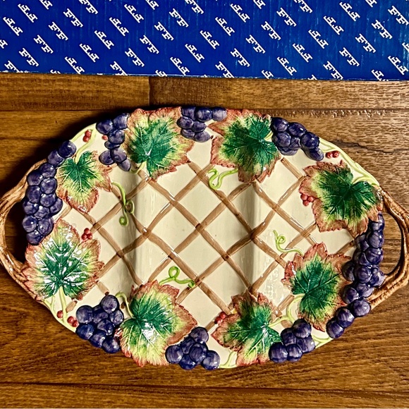 Fitz & Floyd • 1993 • Grape • Thanksgiving Banquet • Ceramic • 3-Section Plate - Picture 3 of 11